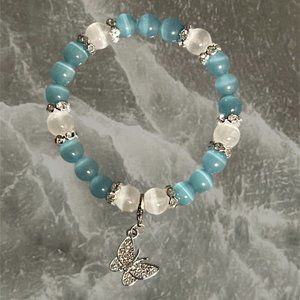 Blue Cat's Eye with Selenite Bracelet